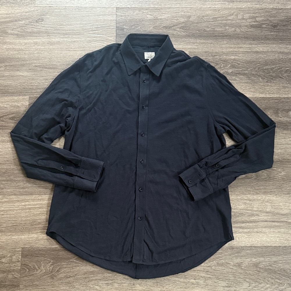rag & bone Dark Blue Casual Button Down Shirt Cotton Relaxed Fit